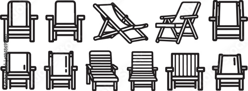 A variety of different types of chairs and lounge chairs Vector