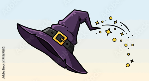 Purple Witch Hat with Gold Buckle.