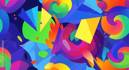 Colorful abstract shapes swirling patterns