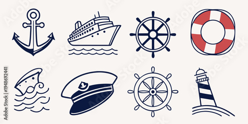 a collection of nautical icons and symbols Vector