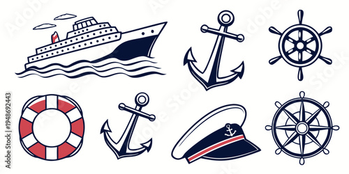 a collection of nautical icons and symbols Vector