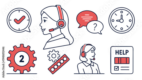customer service and support icons Vector