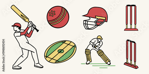 cricket player with ball and wickets Vector