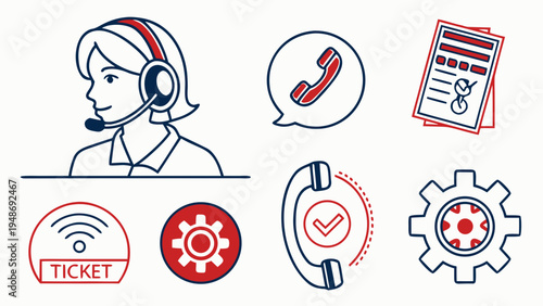 customer service and support icons Vector