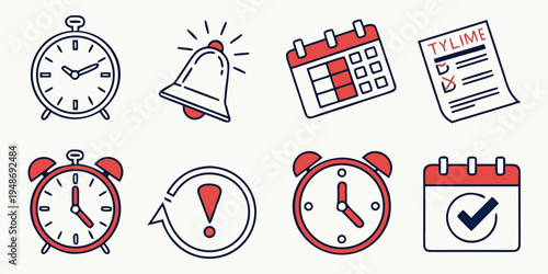 collection of clocks and calendar icons Vector
