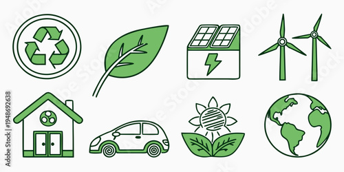 eco friendly icons for sustainable living Vector