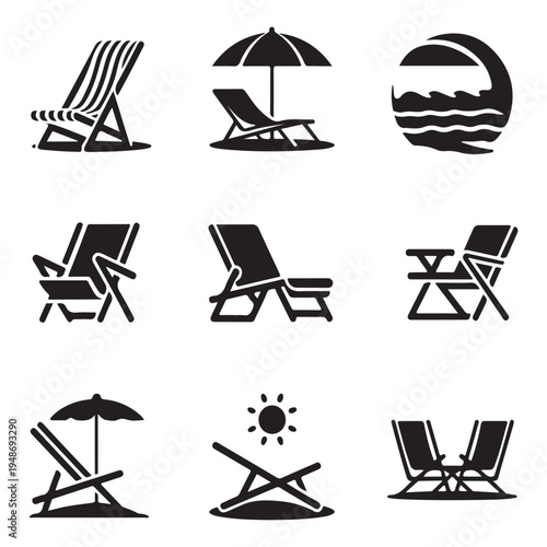 Beach and Summer Vacation Icons Set