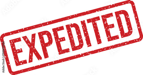 A bold red rectangular rubber stamp clearly displays the word EXPEDITED on a pristine white background