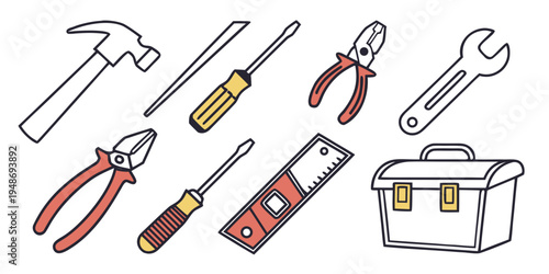a set of tools for construction and repair work Vector