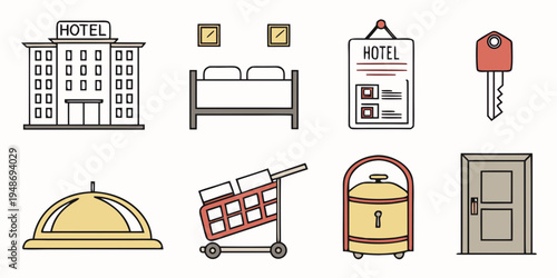 hotel and travel related icons Vector