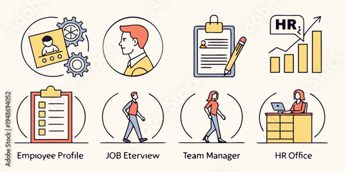 human resources icons set Vector