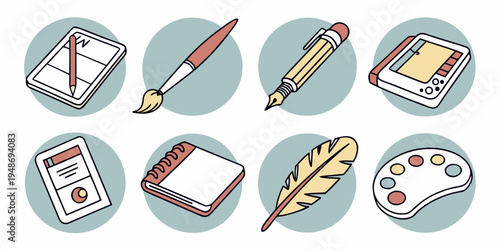 a collection of artistic tools and supplies Vector