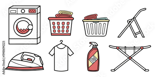 a collection of laundry and cleaning items Vector