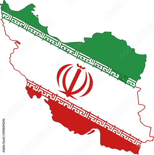 Iran map filled with national flag colors vector illustration