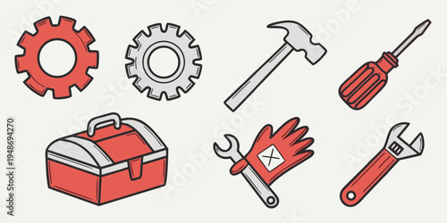 a set of tools for repair and construction work Vector