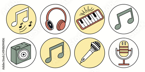 a collection of music icons and instruments Vector