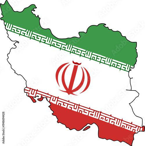 Iran map with national flag colors vector illustration isolated on transparent background.