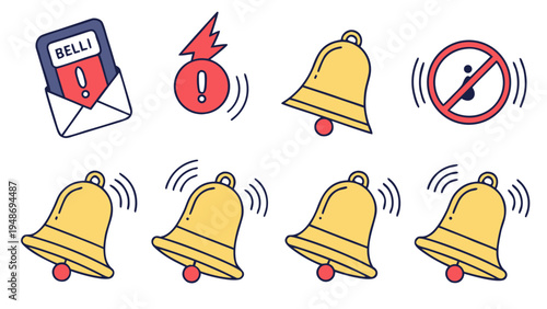 a collection of notification bells and icons Vector