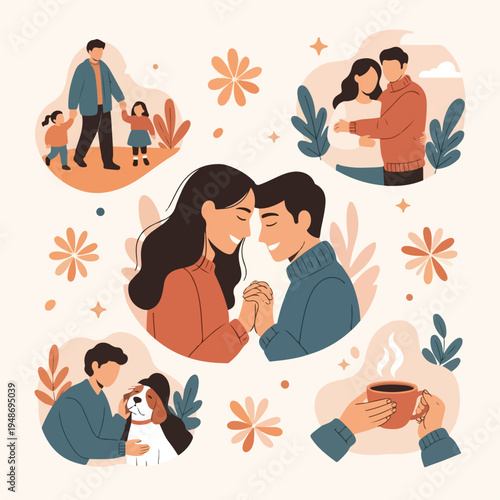 Illustration of diverse family moments depicting love and connection