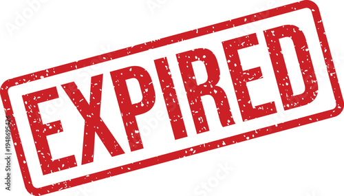 A distressed red rubber stamp with the word EXPIRED prominently displayed on a clean white background