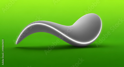 Gray abstract sculpture on green background