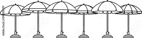 A row of patio umbrellas providing shade on a sunny day Vector