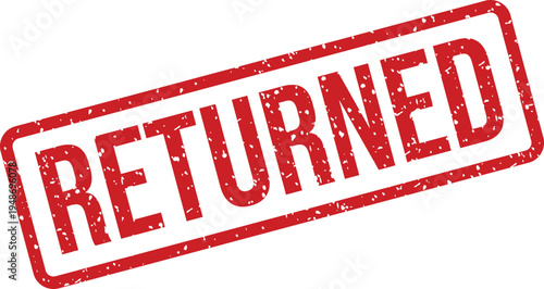 A red rectangular rubber stamp mark displaying the word RETURNED with a textured effect on a white surface