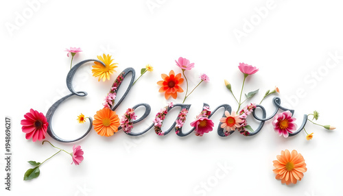 Eleanor floral typography isolated on white background