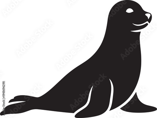 Seal sitting on ground looking ahead with smile on face