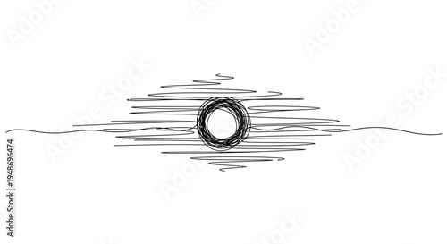 Canvastavla Tangled Lines Disrupting Central Circle - Continuous Line Art Concept
