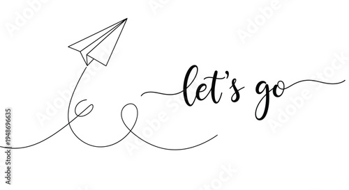 Continuous line drawing of paper plane flying with 