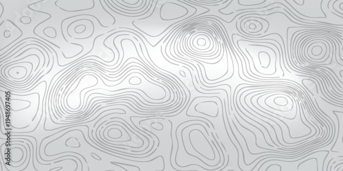Clean cartography-inspired background, gray surface with smooth white terrain contours forming organic shapes.