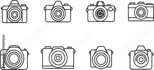 Set of 8 camera icons vector