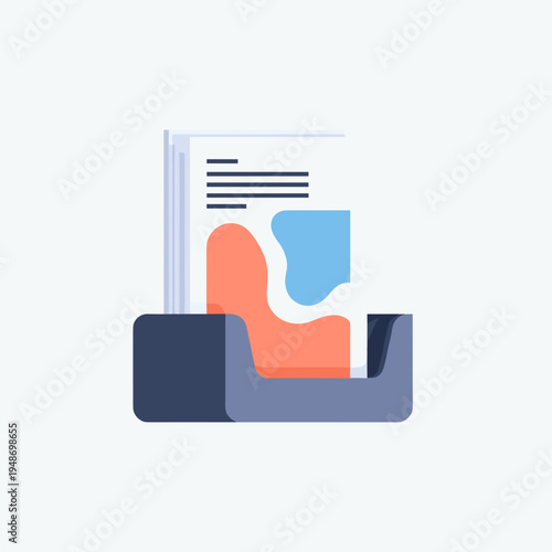 Vector graphic illustration of a file organizer with documents and folders in a modern design