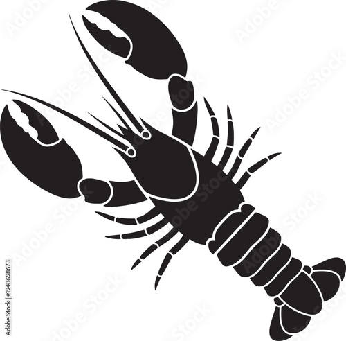 Crayfish or crawfish fresh water crustacean side view illustration