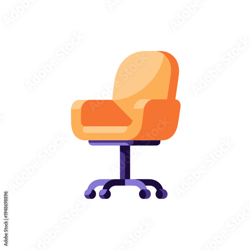 Modern office chair with vibrant orange upholstery on wheels