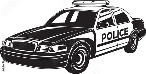 Police car patrol vehicle silhouette graphic on transparent background for law enforcement