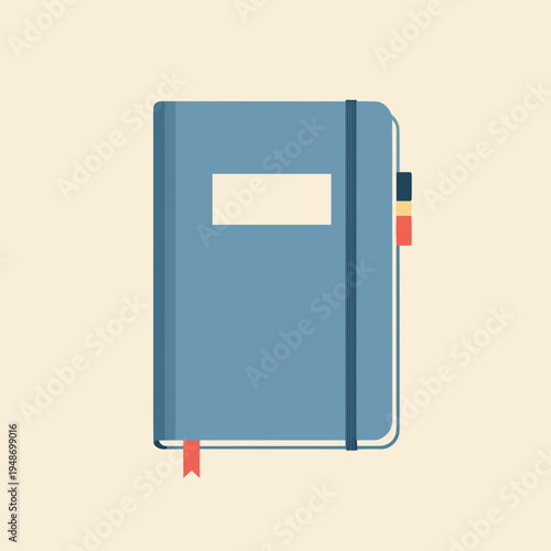 Stunning blue journal with colorful bookmarks and elastic closure