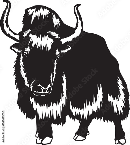 Yak animal silhouette graphic illustration for nature and wildlife conservation projects now