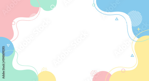 Abstract Pastel Shapes Background, Soft Organic Forms, Playful Geometric Elements, Copy Space