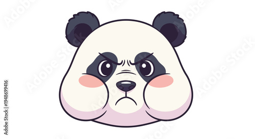 Angry Panda Face with Puffed Cheeks and Grumpy Expression