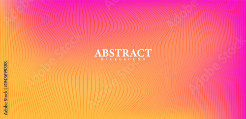 Bright Yellow to Orange and Pink Gradient Abstract Background with Flowing Wavy Vertical Lines and Contemporary Fluid Motion Design
