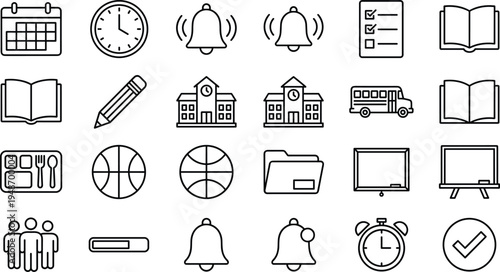 Set of 24 Outline School and Education Icons Vector