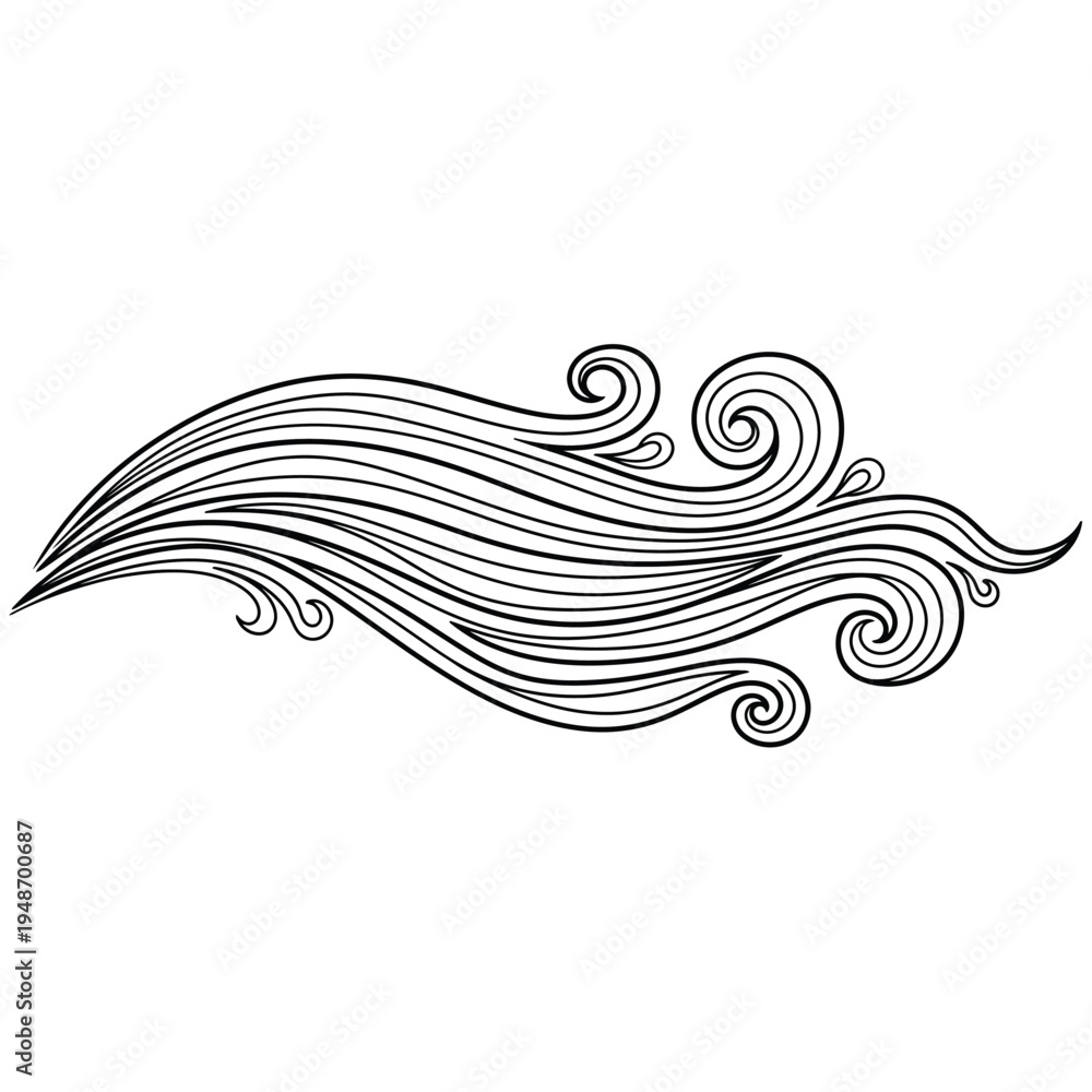 Fototapeta premium Abstract Wavy Swirls Continuous Line Art Flowing Movement Dynamic Design