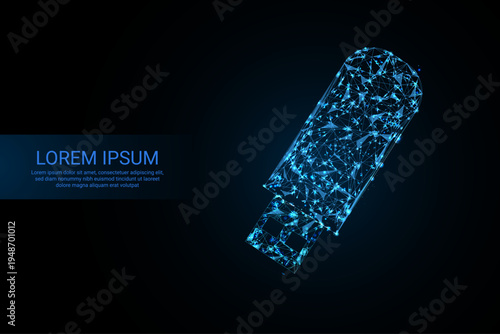 Futuristic USB Flash Drive Wireframe