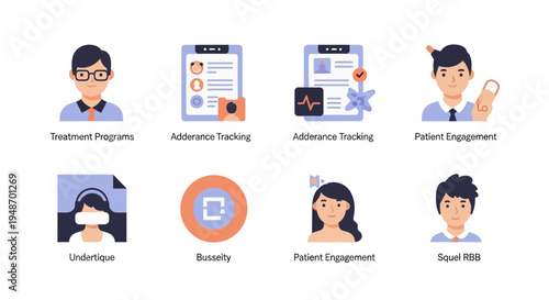 Healthcare Icons: Treatment, Adherence, Engagement, and Patient Care Collection