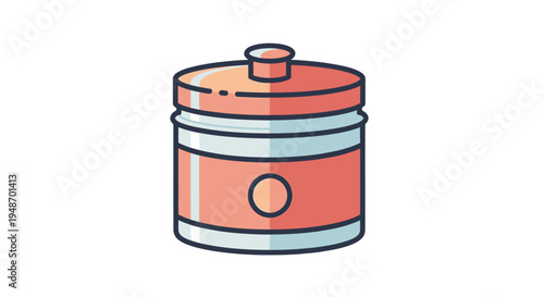 Orange Jar with Lid, Container for Cream, Cosmetic, Food, or Storage