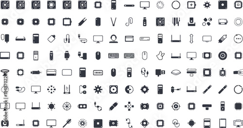 Set of 96 web and UI icons vector