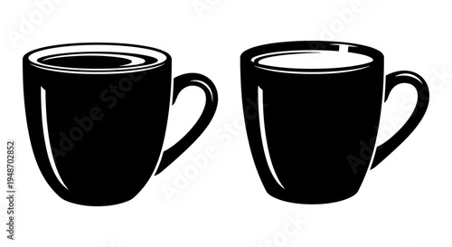 Two contrasting mugs filled with a dark beverage Vector, illustration