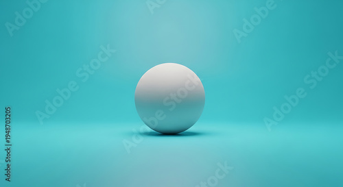 White sphere on teal background gradient shadow matte finish